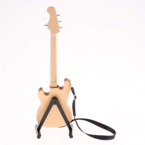 Almencla 1/6 Modelo de Guitarra Eléctrica de Madera en Miniatura con Decoración de Soporte N. ° 2