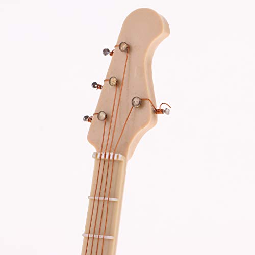 Almencla 1/6 Modelo de Guitarra Eléctrica de Madera en Miniatura con Decoración de Soporte N. ° 2