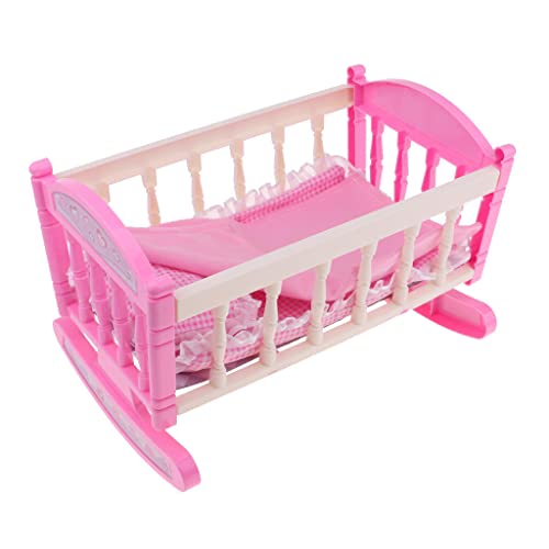 Almencla Cama Cuna Rosa de 29 * con Kit de Edredón de Almohada para Niña Reborn de 9-11 Pulgadas