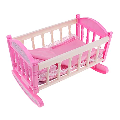 Almencla Cama Cuna Rosa de 29 * con Kit de Edredón de Almohada para Niña Reborn de 9-11 Pulgadas