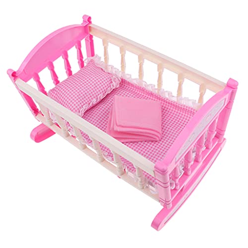 Almencla Cama Cuna Rosa de 29 * con Kit de Edredón de Almohada para Niña Reborn de 9-11 Pulgadas