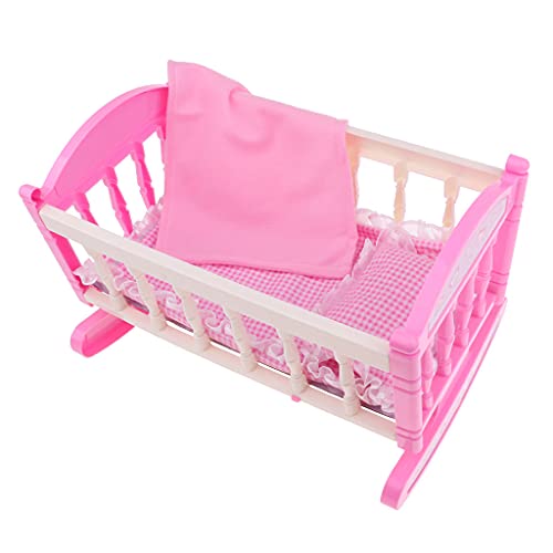 Almencla Cama Cuna Rosa de 29 * con Kit de Edredón de Almohada para Niña Reborn de 9-11 Pulgadas