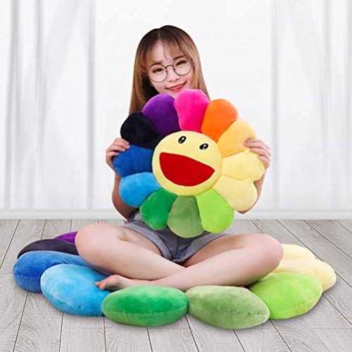 Almohada de felpa de flor, almohada de girasol, suave y cómoda, cojín de girasol sonriente colorido de flores de sol, juguete de peluche para el hogar, dormitorio, tienda