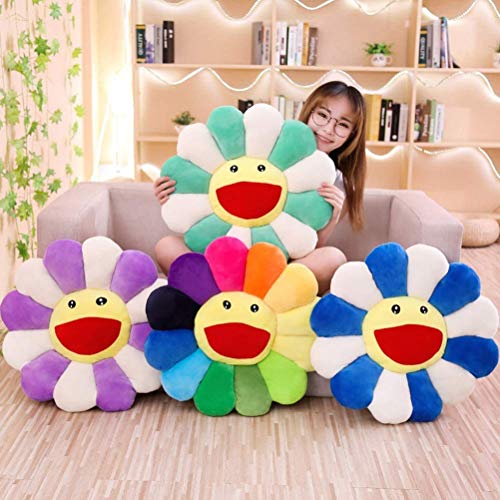 Almohada de felpa de flor, almohada de girasol, suave y cómoda, cojín de girasol sonriente colorido de flores de sol, juguete de peluche para el hogar, dormitorio, tienda