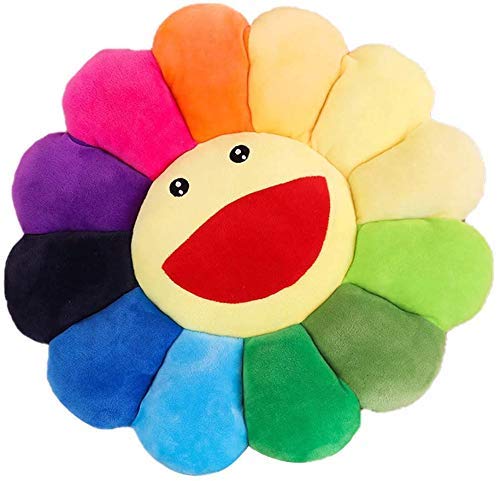 Almohada de felpa de flor, almohada de girasol, suave y cómoda, cojín de girasol sonriente colorido de flores de sol, juguete de peluche para el hogar, dormitorio, tienda