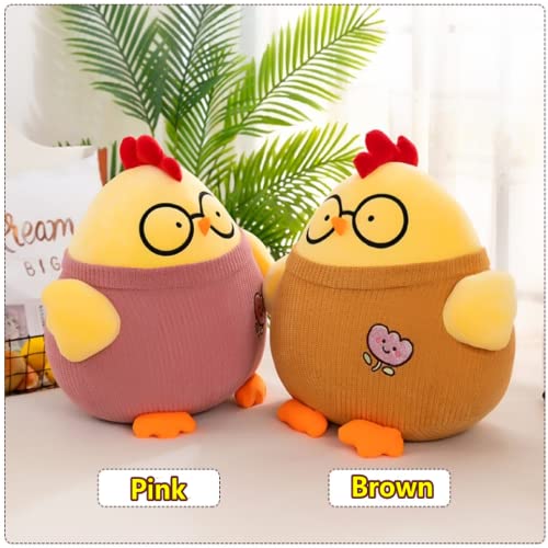 Almohada De Muñeco De Peluche De Pollo De Dibujos Animados, Regalo para Niñas, Lindo Pollo Ragdoll con Gafas, Almohada para Sofá, Juguetes De Peluche para Niños, Decoración para