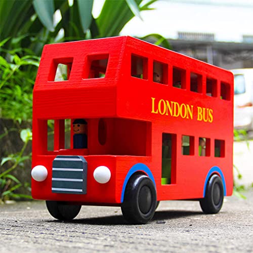 Amagogo Modelo de autobús de Londres de vehículo Liso de Madera de Dos Pisos, Modelo 1/18 para Aprender, Construir, Capacidad de Pensamiento, interacción