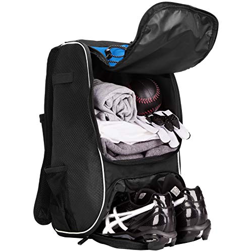 Amazon Basics - Mochila juvenil para equipo de béisbol, Azul marino