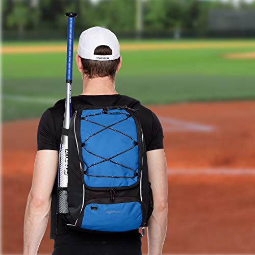 Amazon Basics - Mochila juvenil para equipo de béisbol, Azul marino