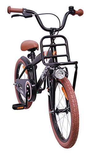 Amigo 2Cool - Bicicleta Infantil de 18 Pulgadas - para niños de 5 a 8 años - con V-Brake, Freno de Retroceso, Timbre, portaequipajes Delantero, estándar e iluminación - Negro