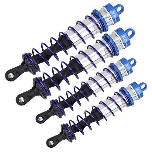 Amortiguador de Choque Trasero Delantero del Coche de 4 Piezas RC, Amortiguador de Choque Ajustable de Presión de Aceite de Metal Accesorios de Reemplazo de Actualización RC para 1/8 RC Car(Azul)