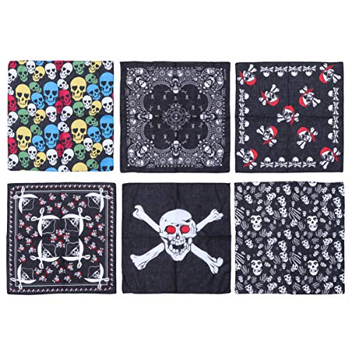 Amosfun 6 Piezas de Halloween Bandana Calavera Bandana pañuelo cómodo Accesorio de Fiesta Decoraciones de Disfraces para Adultos Mujeres Hombres