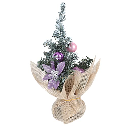 Amosfun Árbol de Navidad artificial en miniatura, pino nevado, sisal, con base para tartas, tren, paisaje ferroviario, modelo para invierno y vacaciones