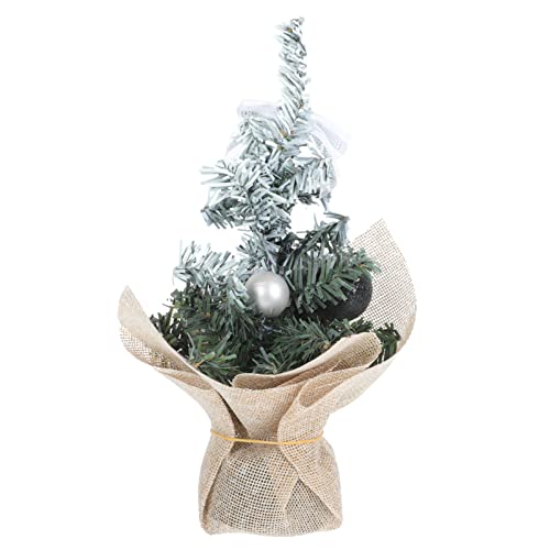 Amosfun Árbol de Navidad artificial en miniatura, pino nevado, sisal, con base para tartas, tren, paisaje ferroviario, modelo para invierno y vacaciones