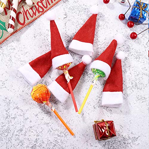 Amosfun Mini Gorras de Navidad Lindo Lollipop Sombreros Decors Caramelo No Tejido Embalaje Sombreros Suministros de Navidad para Tienda Tienda