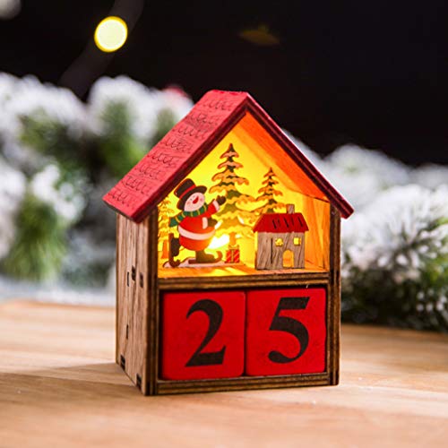 Amosfun Wooden Calendar Blocks Christmas Calendar Desktop House Decoration Adornment Photography Props for Xmas Holiday Party Favor Gift