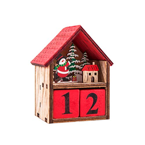 Amosfun Wooden Calendar Blocks Christmas Calendar Desktop House Decoration Adornment Photography Props for Xmas Holiday Party Favor Gift