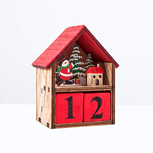 Amosfun Wooden Calendar Blocks Christmas Calendar Desktop House Decoration Adornment Photography Props for Xmas Holiday Party Favor Gift