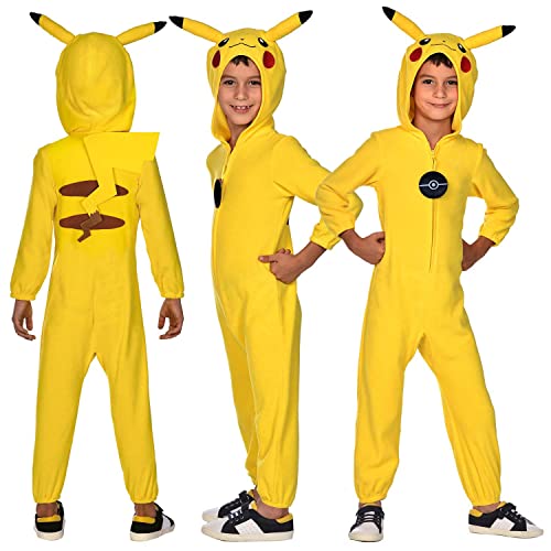 amscan 9908885 Disfraz de Pokemon Pikachu para niño de 8 a 10 edad, color amarillo, 8-10 años