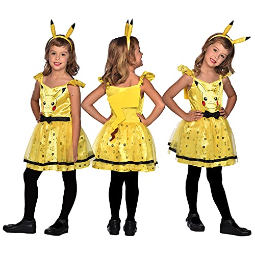 amscan-9911599 Disfraz de Pokemon Pikachu para niñas de 4 a 6 años, multicolor, Age: 4-6 Years (9911599)