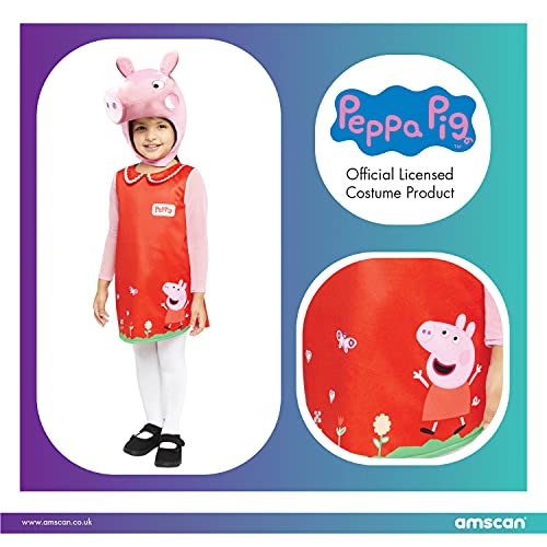 amscan amscan-9907548 Disfraz de Peppa Pig para niña (2 a 3, multicolor, 2-3 años (9907548)