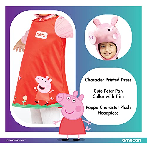 amscan amscan-9907548 Disfraz de Peppa Pig para niña (2 a 3, multicolor, 2-3 años (9907548)