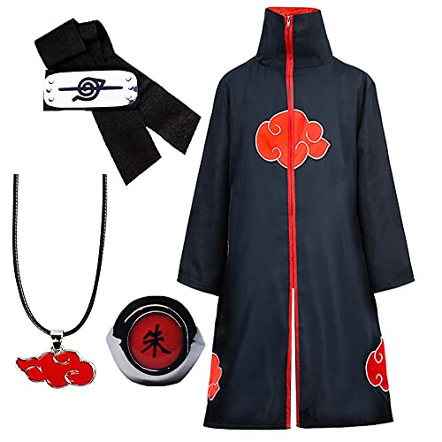 Amycute Akatsuki - Abrigo para niños y adultos, unisex, para cosplay, Halloween, Navidad, fiesta, disfraz, capa con diadema y anillo (XXXL)