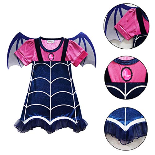 Amycute Disfraz de murciélago con alas, Halloween Vampiro para niña, vestido lila, disfraz infantil, alas de murciélago, juguetes y regalos para cumpleaños, Halloween, carnaval (150)