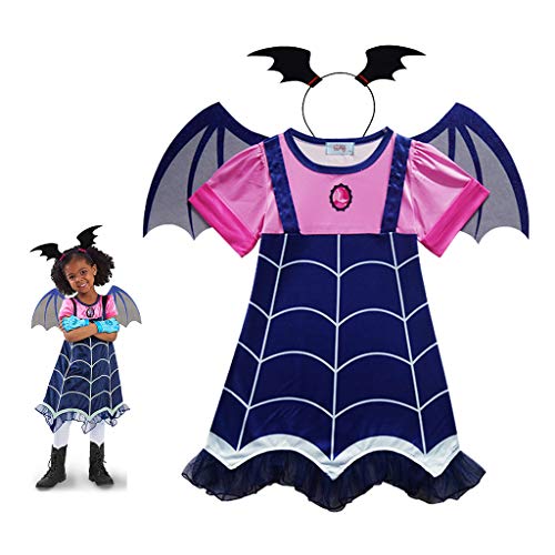 Amycute Disfraz de murciélago con alas, Halloween Vampiro para niña, vestido lila, disfraz infantil, alas de murciélago, juguetes y regalos para cumpleaños, Halloween, carnaval (150)