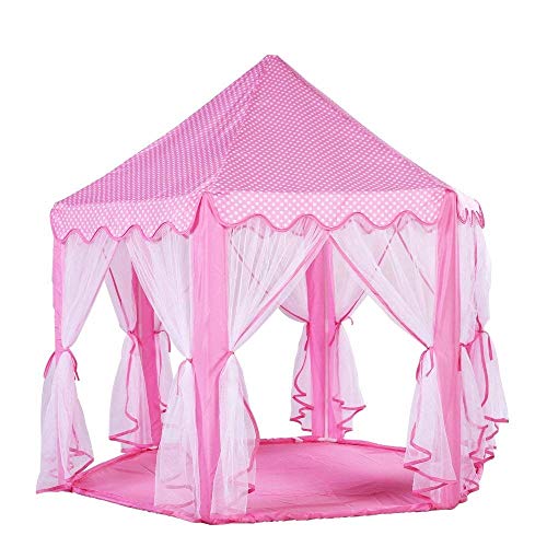 ANAGRE Tienda de campaña para niños con diseño de castillo de princesa, gran regalo para niñas y niños, hexagonal