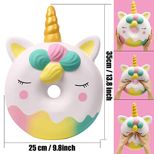 Anboor Squishies Kawaii Lentamente Subiendo Colección Unicornio Juguetes Antiestrés Apoyos del Partido y Juego Navidad Regalos de Broma Apto para Ninos y Adultos (Blanco, 13 Pulgadas, Gigante)