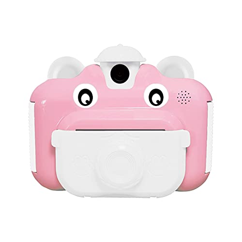 Andoer Cámaras de impresión instantánea de 32GB Cámara para niños Pantalla de 2.4 Pulgadas Grabación de Video 1080P Lente de rotación de 180 ° sin Tinta con Papel de impresión Pink with Card