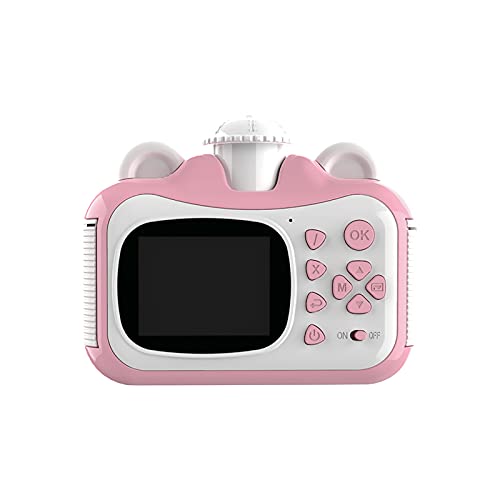 Andoer Cámaras de impresión instantánea de 32GB Cámara para niños Pantalla de 2.4 Pulgadas Grabación de Video 1080P Lente de rotación de 180 ° sin Tinta con Papel de impresión Pink with Card