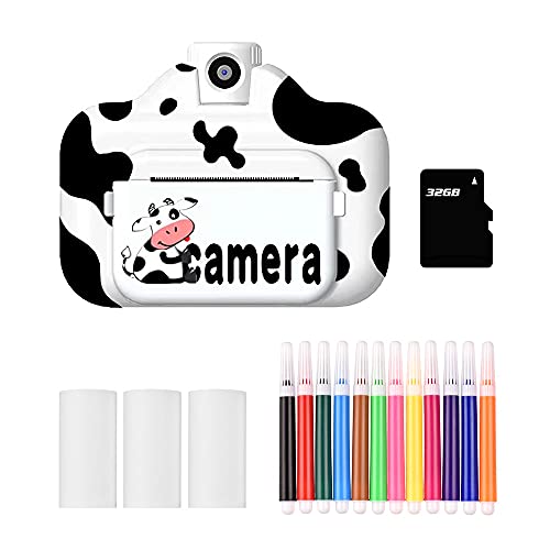 Andoer Cámaras de impresión instantánea WiFi Cámara para niños Pantalla de 2.4 Pulgadas Grabación de Video 1080P Lente de rotación de 180 ° sin Tinta con Papel de impresión Black Without Card