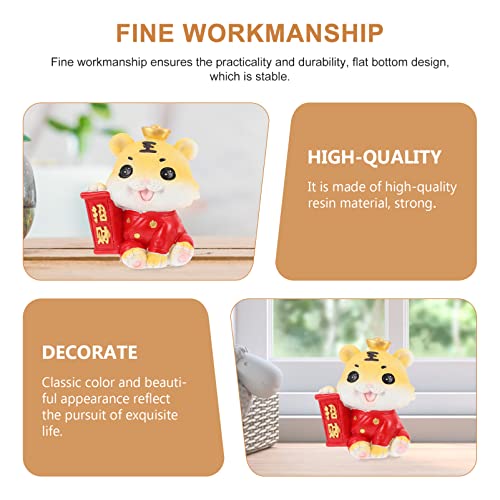 Angoily Miniatura Chino Zodiaco Tigre Figurines Mini Tigre Estatua Escultura Hadas Jardín Animal Riqueza Afortunado Figurilla 2022 Chino Año Nuevo Tablero de Instrumentos Fengshui