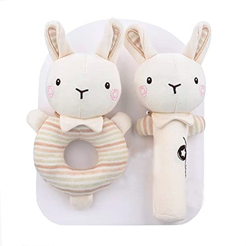 Anguxer 2 Piezas Sonajero de Juguete, Sonajero Peluche para bebé, Sonajero con campana, un Muñeca de Peluche apto para bebés mayores de 3 meses