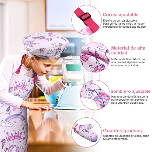 Anpro 27 PCS Kit de Cocina y Horneado para Niños , Juego de Roles para Niños,Chef Set Accesorios de Juego,Regalos para Cumpleaños y Navidad (Rosa, 3-7 años)