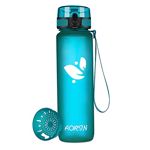 AORIN Botella Agua Deporte -350ml/500ml/750ml/1000ml - Botella Agua Niños Sin BPA，Impermeable y Reutilizable，Apertura con un Solo botón，Aplicar a Sport, Gimnasio, Trekking，Bicicleta