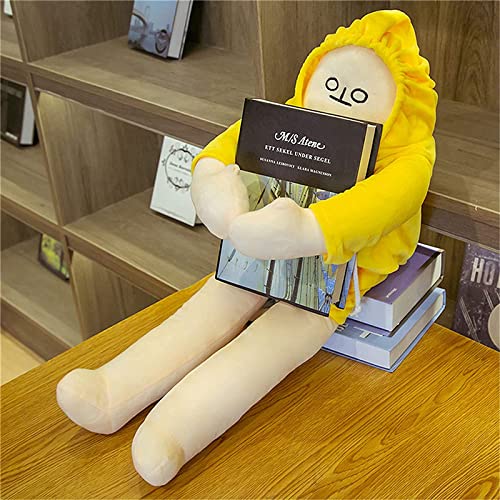 Aouln Juguetes de peluche para hombre de plátano, suave y flexible simulación, cojín amarillo, almohada de peluche con piernas largas y piernas divertidas, regalo de fiesta de cumpleaños