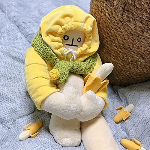 Aouln Juguetes de peluche para hombre de plátano, suave y flexible simulación, cojín amarillo, almohada de peluche con piernas largas y piernas divertidas, regalo de fiesta de cumpleaños