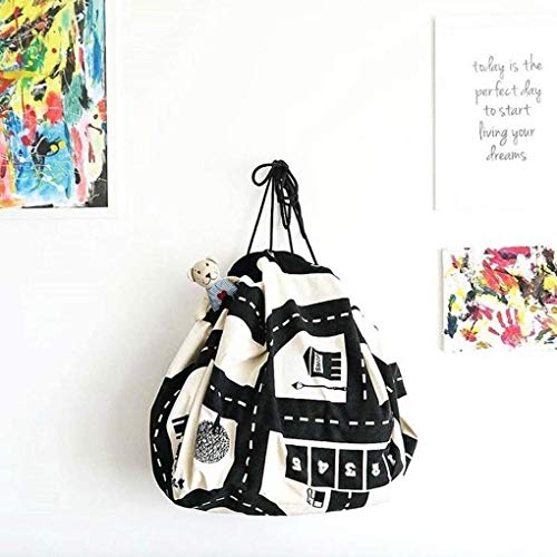 Aoyo Bolsa de Jugar del bebé Mat Juguetes for niños Mats portátil Kid Carpet Forma Redonda de la Estera del Juego del niño de colección Bolsa de Almacenamiento (Color : Black and White, Size : 140cm)