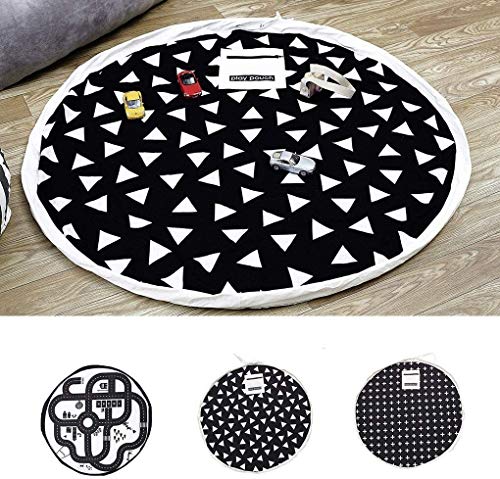 Aoyo Bolsa de Jugar del bebé Mat Juguetes for niños Mats portátil Kid Carpet Forma Redonda de la Estera del Juego del niño de colección Bolsa de Almacenamiento (Color : Black and White, Size : 140cm)