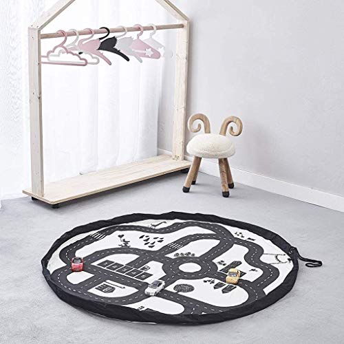 Aoyo Bolsa de Jugar del bebé Mat Juguetes for niños Mats portátil Kid Carpet Forma Redonda de la Estera del Juego del niño de colección Bolsa de Almacenamiento (Color : Black and White, Size : 140cm)