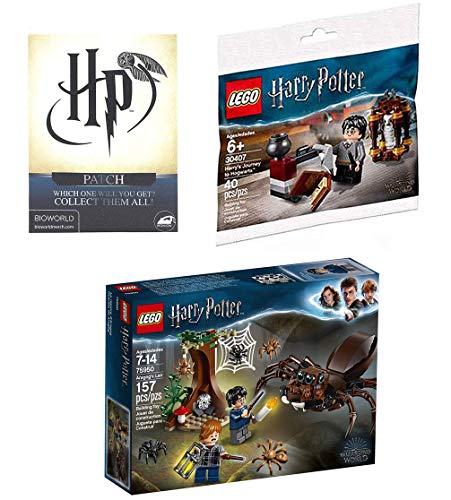 Arañas, búhos + varitas mágicas: Harry's Journey to Hogwarts 30407 + Aragog's Lair + Exclusivo HP Mystery Patch (Harry Potter Super Bundle