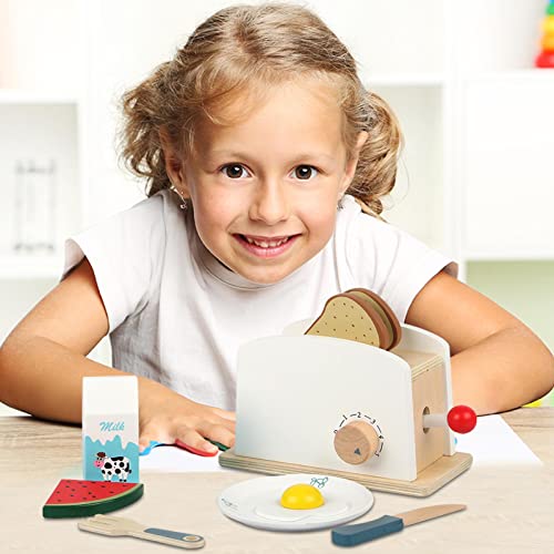 arbitra Juego de tostadora de Madera, Juego de tostadora emergente, Accesorios de Cocina de Juguete, simulación de Cocina, Juego de Roles para niños, niños pequeños, niñas de 3 a 6 años