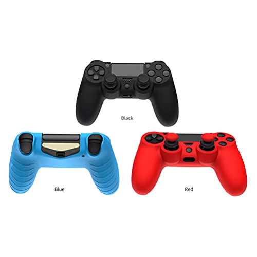 Asotagi Juego de 3 piezas compatibles para PS4 Controller Grips antideslizante silicona funda juego accesorios con funda de silicona y 2 tapas basculantes