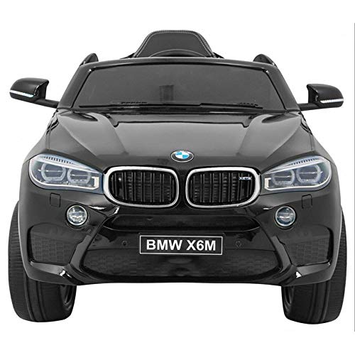 ATAA BMW X6M batería12v - Blanco -Coche electrico para niños Grandes Dimensiones con livencia Oficial BMW - Asiento de Piel, Ruedas de Goma, música