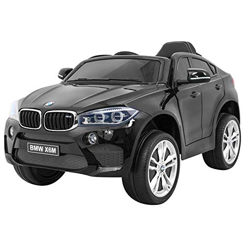 ATAA BMW X6M batería12v - Blanco -Coche electrico para niños Grandes Dimensiones con livencia Oficial BMW - Asiento de Piel, Ruedas de Goma, música