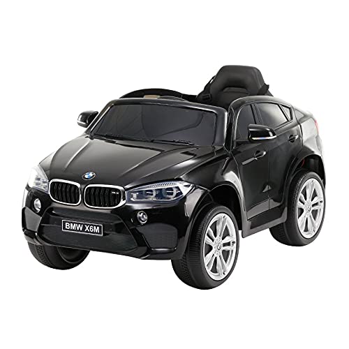 ATAA BMW X6M batería12v - Blanco -Coche electrico para niños Grandes Dimensiones con livencia Oficial BMW - Asiento de Piel, Ruedas de Goma, música