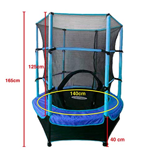 ATAA Cama elástica Infantil 140 - Azul trampolín con una Zona de Salto de 140 centímetros, Red de Seguridad y Almohadillas de protección.